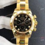 Custom Luxury Watches - Rolex Daytona Noob Cal.4130 1:1 Best Edition Yellow Gold Black Diamond Watch